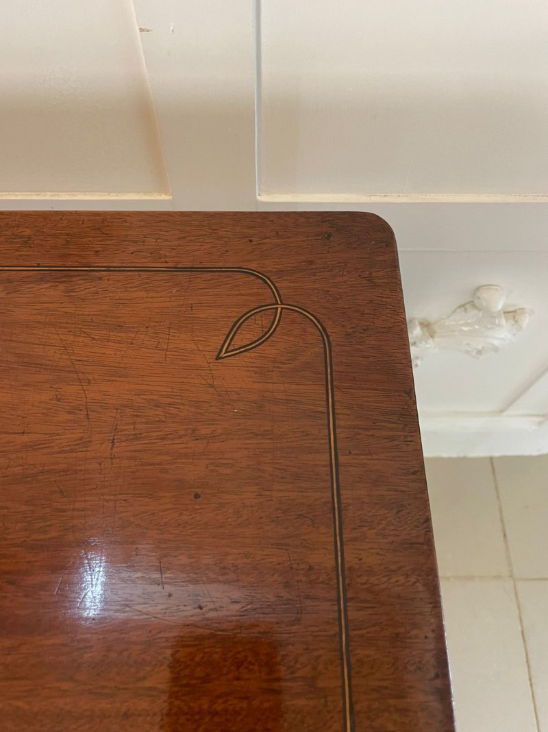 Antique Regency Freestanding Quality Mahogany Inlaid Lamp Table - Image 7